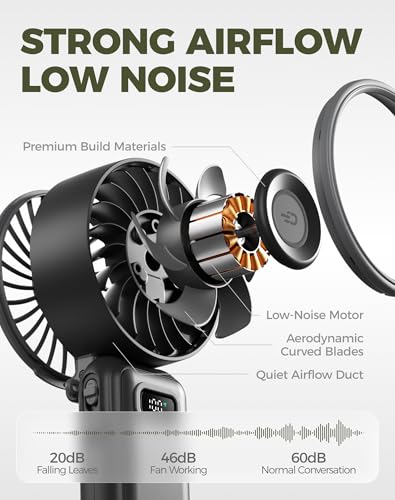 Diveblues Portable Turbo Fan, 100-Speed Handheld & Neck Fan, USB-C Rechargeable