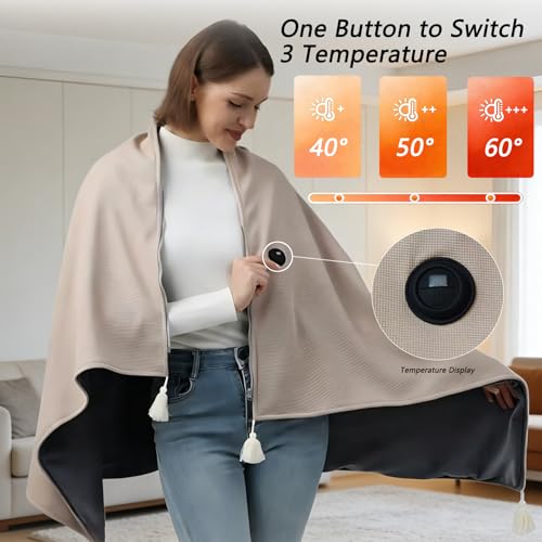 USB Heated Cotton Shawl with 3 Heating Levels for Home and Outdoor Use