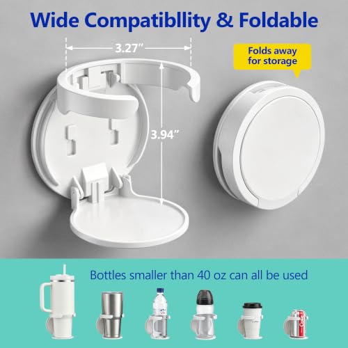 Adhesive Bedside Wall Shelf with Cup Holder and Hooks for Dorm Room