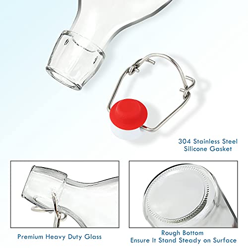 Clear Swing Top Glass Bottles with Airtight Lids, 16 oz 6 Pack