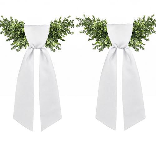 2 Pack White Wreath Sash Blank Polyester Twill for Front Door Decor