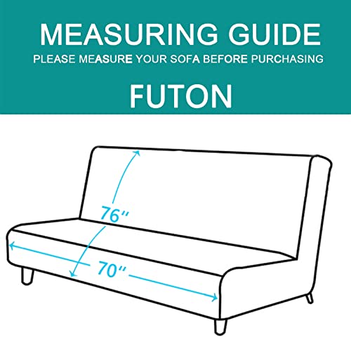 Water Repellent Futon Sofa Cover, 68" Armless Couch Protector, Burgundy/Tan, Washable & Pet Friendly