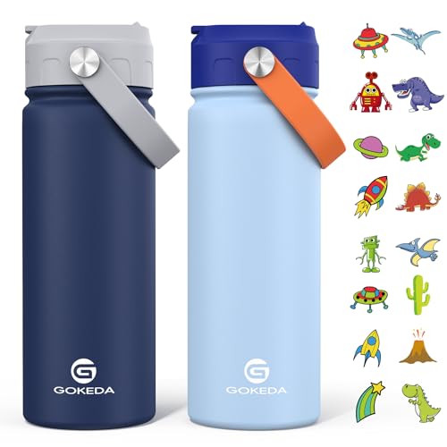 18oz Kids Stainless Steel Water Bottle with Straw 2 Pack