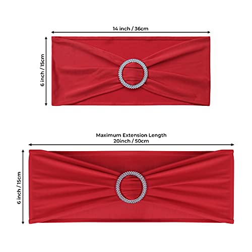 50 Pack Red Spandex Chair Sashes with Buckles for Weddings & Events