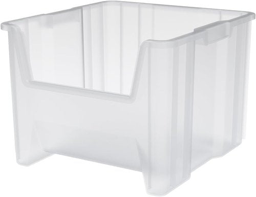 Akro-Mils Stak-N-Store Heavy Duty Stackable Storage Bins - Clear Plastic, 17.5" x 16.5" x 12.5" | 2-Pack