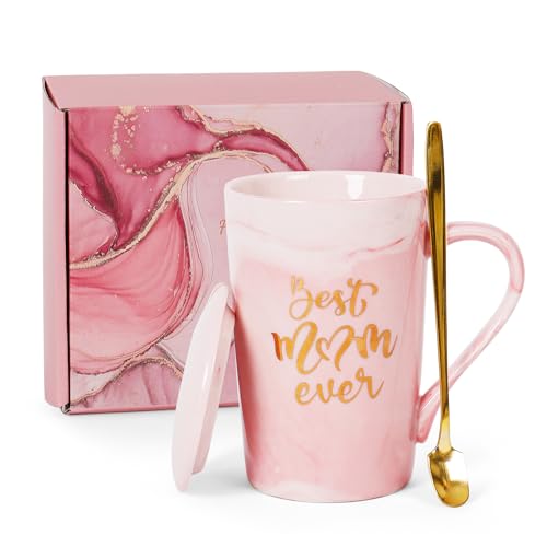 Best Mom Ever Pink Ceramic Coffee Mug 12 oz Gift for Mom - Handcrafted & Dishwasher Safe