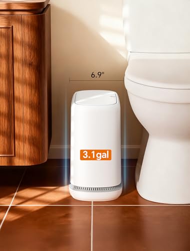 Dog Proof Small Bathroom Trash Can with Lid Slim Waste Basket 3.1 Gal