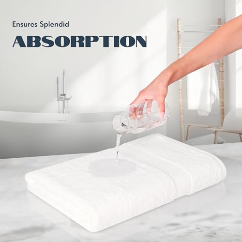 White Classic Luxury Bath Towels Set of 4, 700 GSM Turkish Cotton 27x54