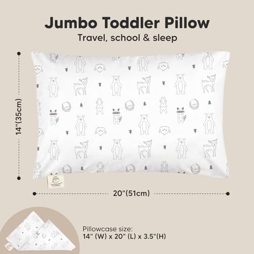 KeaBabies Organic Toddler Pillow with Pillowcase (14x20) - Soft Cotton Kids Pillow