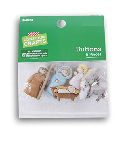 Nativity Scene Craft Buttons - Mary, Joseph, Jesus, Angel & Animals