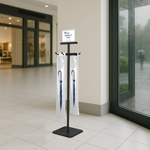 Umbrella Bag Stand with 200 Disposable Bags, Heavy-Duty Metal Holder