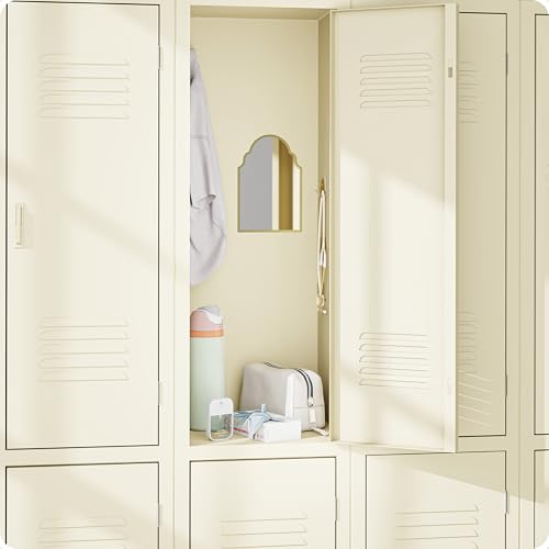 Magnetic Arch Locker Mirror, 9 x 6 Inch Gold Frame Mirror