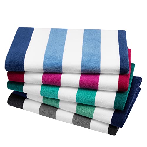 Oversized Cotton Beach Towel - 40x70 Extra Large Plush Stripe Pool Towel
