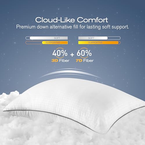 Set of 4 Cooling Down Alternative Bed Pillows - Standard Size