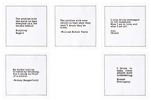 Funny Drinking Quotes Cocktail Napkins - White Cotton 50 Pack, Party & Bar Accessory (Variation: Drinking Quotes)