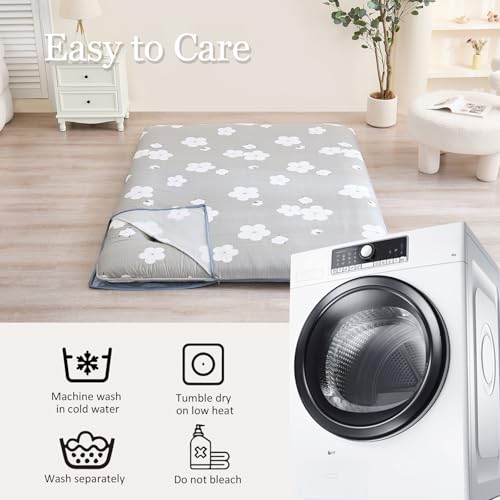 Futon Mattress Cover with Zipper | Anti-Slip Grey Polyester