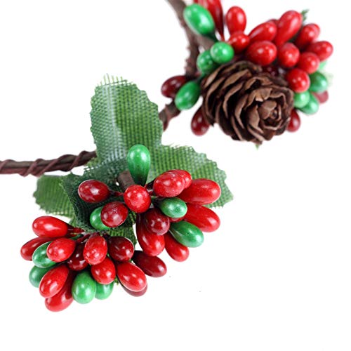 Red Berry Christmas Candle Rings Wreaths - 2.36 Inch Inner Diameter (2 Pcs)