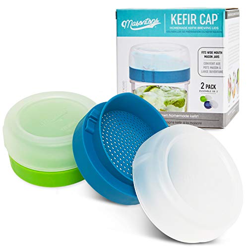 Wide Mouth Mason Jar Kefir Lids and Grain Strainer Kit