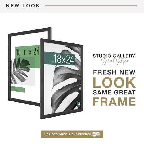 MCS Studio Gallery 18x24 Picture Frame Black Woodgrain Poster Frame
