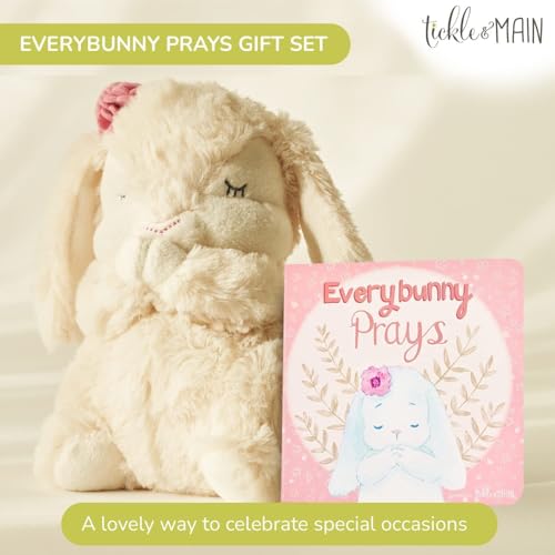 Musical Plush Prayer Bunny & Board Book Gift Set - Pink Baptism Gift
