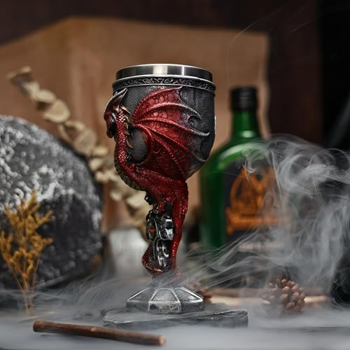Medieval Dragon Wine Goblet, 7 oz Stainless Steel Gothic Chalice