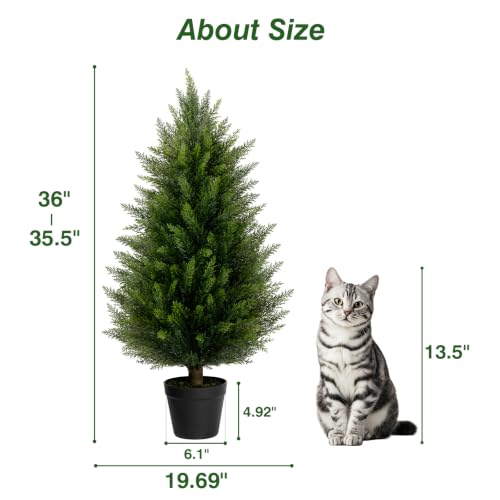 3FT Artificial Cedar Topiary Trees Set of 2 for Outdoor Porch Garden