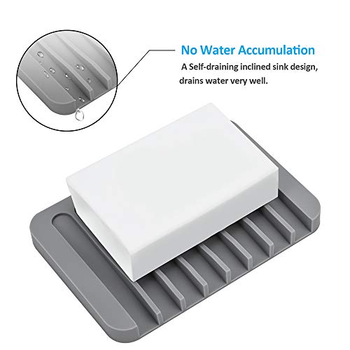 4-Pack Self-Draining Silicone Soap Dish Set for Shower & Kitchen