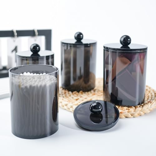 2-Piece Acrylic Q-Tip and Cotton Ball Holder Jars with Lids