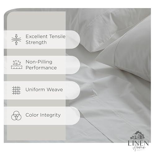 100% Cotton Percale Queen Sheet Set - Crisp 4-Piece Deep Pocket Bed Sheets