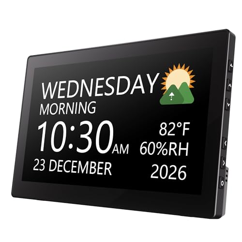 10.1-Inch Large Digital Calendar Clock with 20 Alarms and Temperature Display