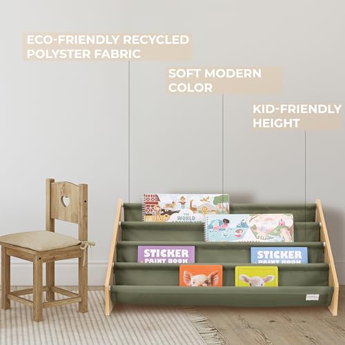 Wooden Kids Bookshelf - Montessori Nursery Book Storage for Playroom