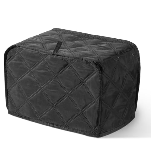 Quilted 2-Slice Toaster Cover - Universal Dust Protector, Black