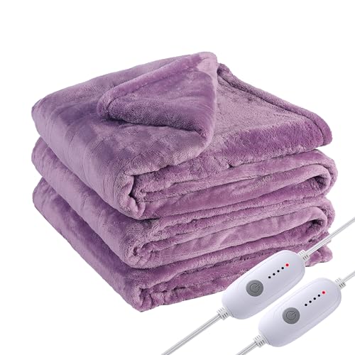 Electric Heated Blanket Queen Size - Soft Microplush with Dual Controllers & 5 Heat Levels