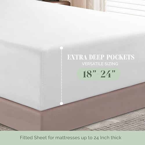 King Size Extra Deep Pocket Fitted Sheet for Mattresses Up to 24 Inches