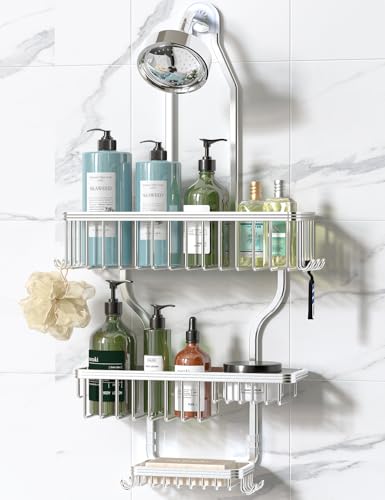 Yasonic Hanging Shower Caddy 3-Tier Rustproof Aluminum Over Shower Head Organizer