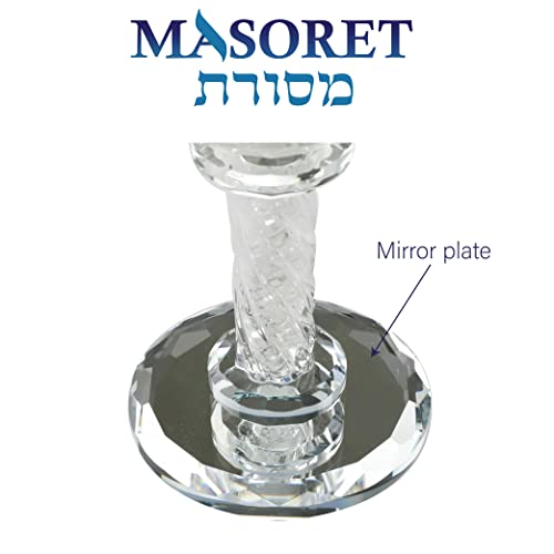 Glass Kiddush Cup with Tray - 6.4 Inch Ceremonial Wine Goblet