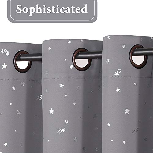 Star Pattern Blackout Curtains - Thermal Insulated Grommet Drapes, 52x63