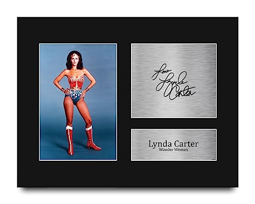 Lynda Carter Signed Autograph Photo Print with Black Matt Display