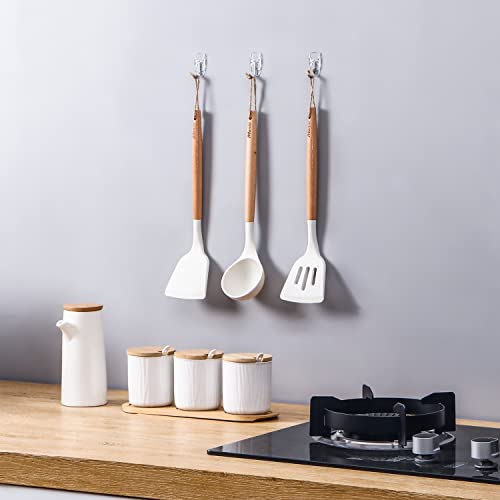 Clear Adhesive Wall Hooks, Damage-Free Hanging Hooks - 15 Pack with 30 Strips