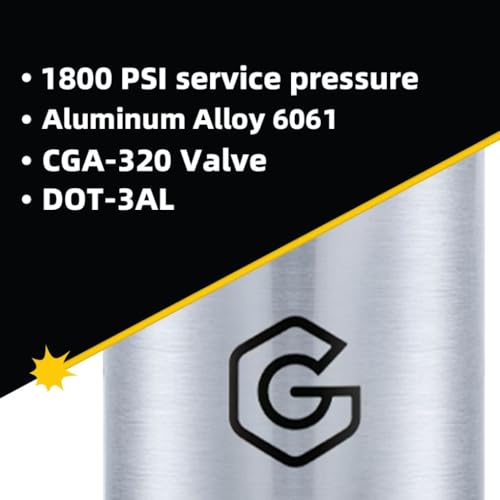 20lb Aluminum CO2 Tank with CGA320 Valve - DOT Approved Gas Cylinder