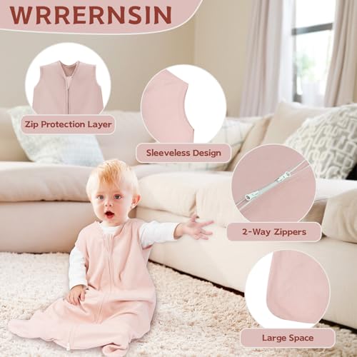 Wrrernsin Baby Sleep Sack 0-6 Months 100% Cotton 0.5 TOG 3 Pack