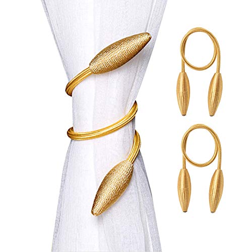 Gold Decorative Curtain Tiebacks, Malleable Twist Holdbacks - Set of 2