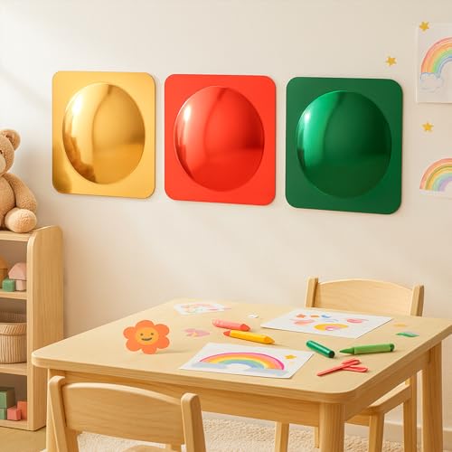 3-Piece Sensory Bubble Wall Mirror Set - 10x10 Inch Shatterproof Acrylic