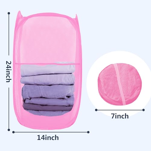 Collapsible Mesh Laundry Hamper - Foldable Pop Up Basket for Travel
