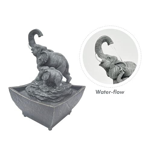 7.5" Elephant Tabletop Water Fountain with Adapter - Indoor Decor