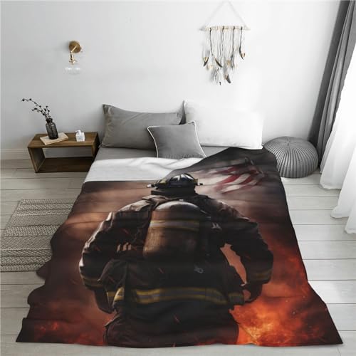 Turamurra Firefighter Blanket Fireman Birthday Gift 80x60in Soft Plush Fuzzy Throw