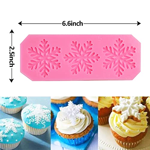 Rainmae Christmas 6 Pcs Snowflake Cake Mold Set - 3D Fondant & Chocolate Decorations, Winter Frozen Party Supplies, Variation 1