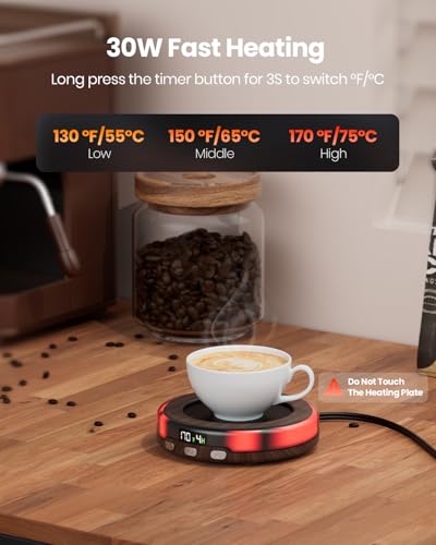 Gaiatop Wooden Coffee Mug Warmer Desk Beverage Heater with 3 Temp Settings