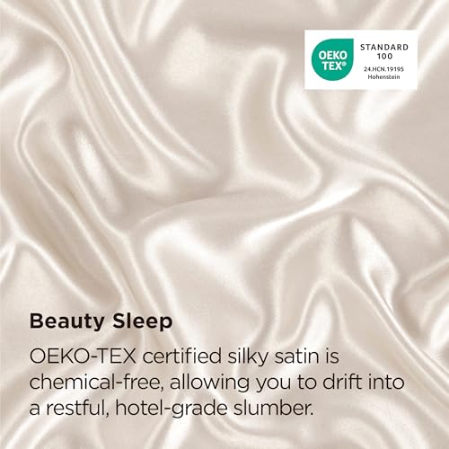 Bedsure Satin Pillowcase 2-Pack with Zipper - Standard 20x26 Silky Pillow Cases