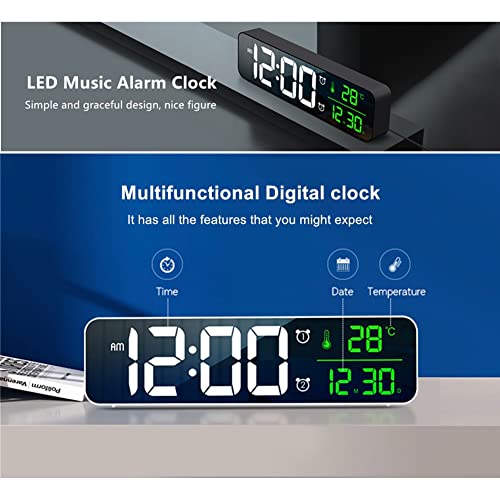 Large LED Digital Alarm Clock with Temperature and Date Display